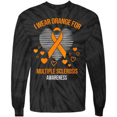 I Wear Orange Ribbon Heart Cool Multiple Sclerosis Awareness Tie-Dye Long Sleeve Shirt