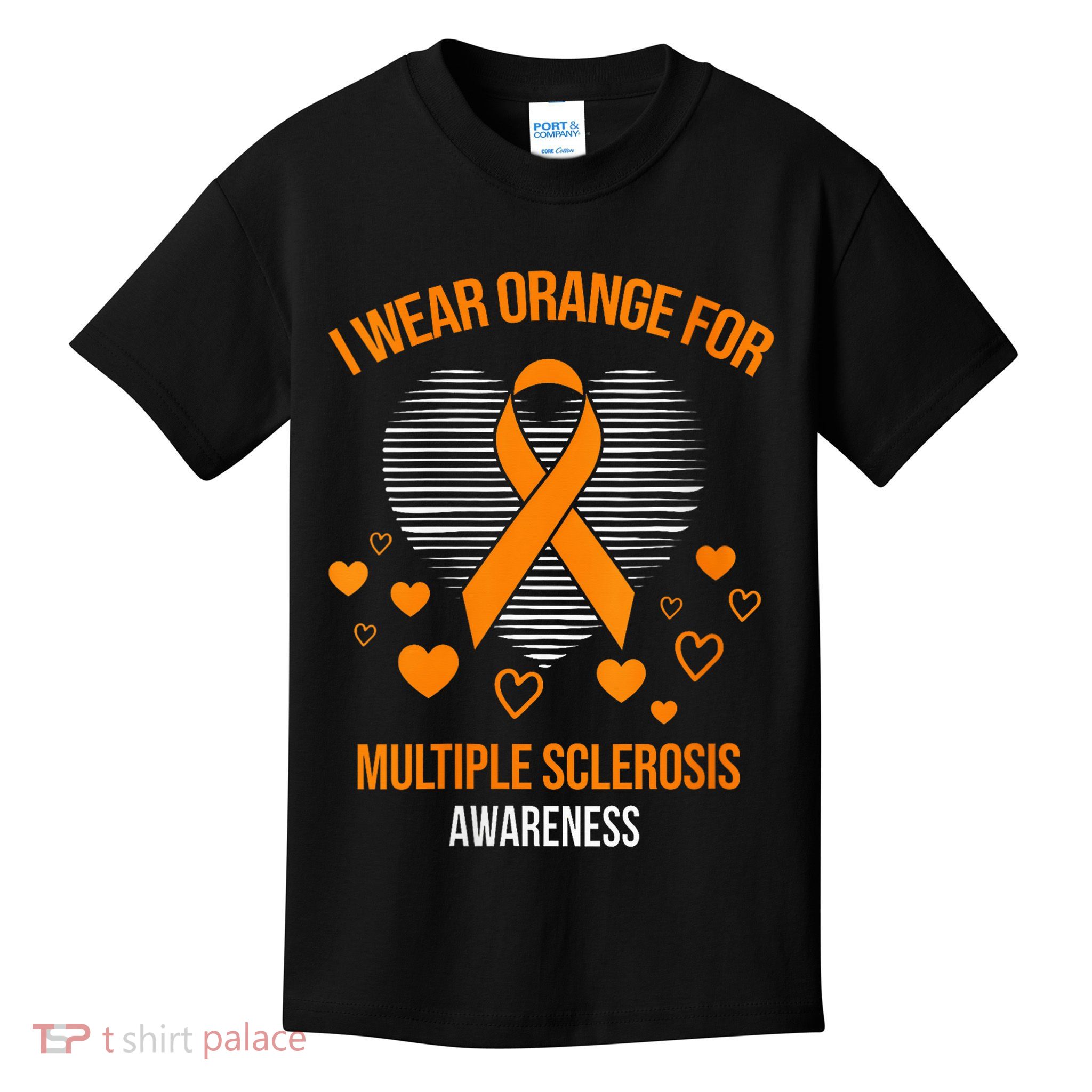 I Wear Orange Ribbon Heart Cool Multiple Sclerosis Awareness Kids T-Shirt
