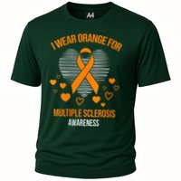 I Wear Orange Ribbon Heart Cool Multiple Sclerosis Awareness Cooling Performance Crew T-Shirt