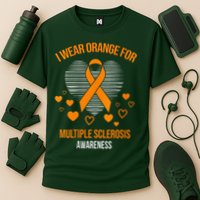 I Wear Orange Ribbon Heart Cool Multiple Sclerosis Awareness Cooling Performance Crew T-Shirt