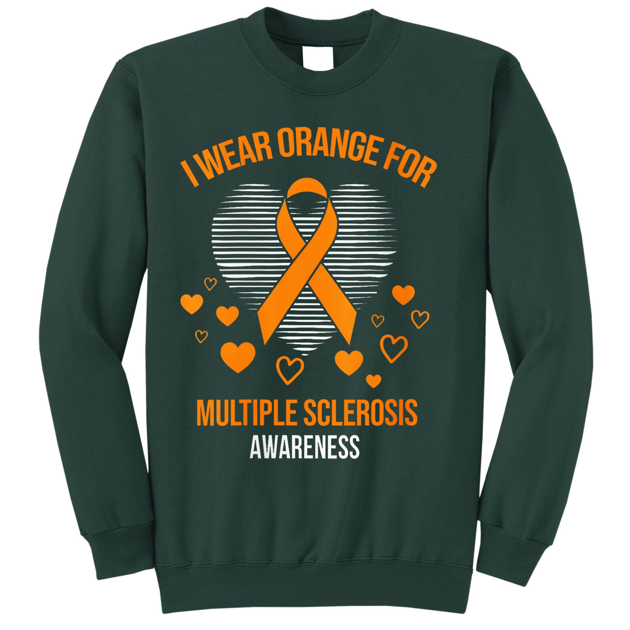 I Wear Orange Ribbon Heart Cool Multiple Sclerosis Awareness Sweatshirt