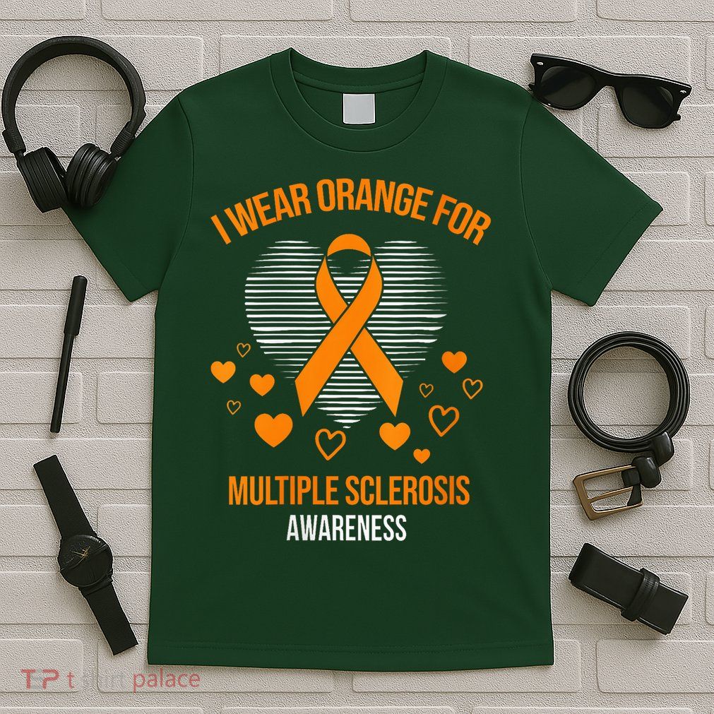 I Wear Orange Ribbon Heart Cool Multiple Sclerosis Awareness T-Shirt