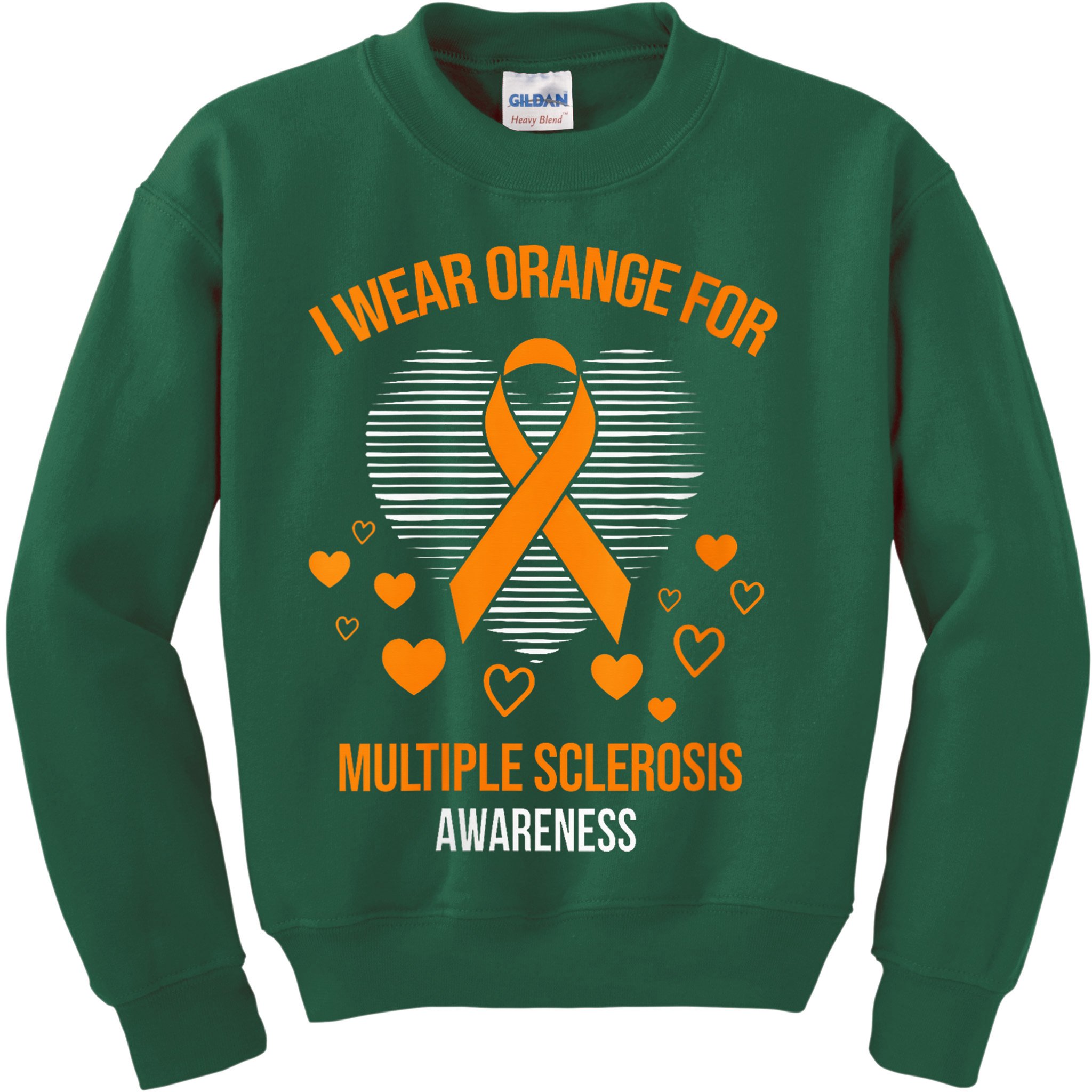 I Wear Orange Ribbon Heart Cool Multiple Sclerosis Awareness Kids Sweatshirt