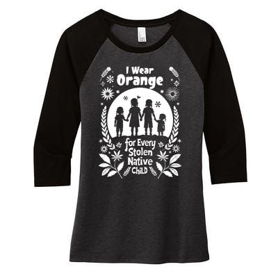 I Wear Orange For Every American Native Child Indian Pride Women's Tri-Blend 3/4-Sleeve Raglan Shirt