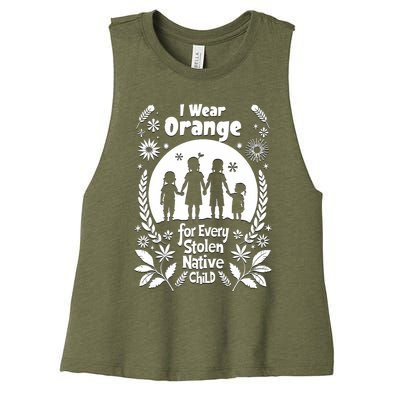 I Wear Orange For Every American Native Child Indian Pride Women's Racerback Cropped Tank