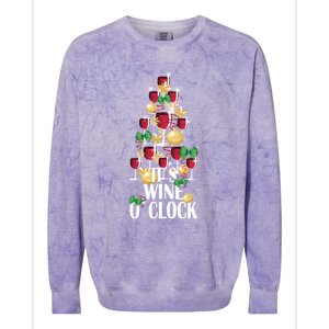 Its Wine O Clock Christmas Tree Colorblast Crewneck Sweatshirt