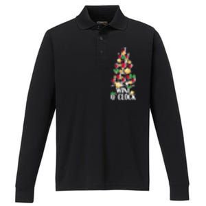 Its Wine O Clock Christmas Tree Performance Long Sleeve Polo