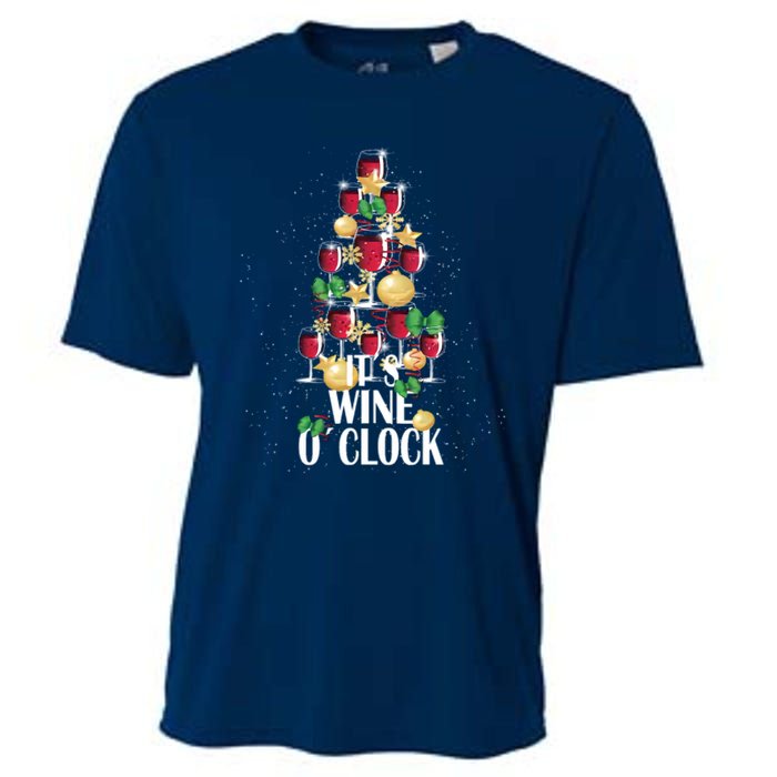 Its Wine O Clock Christmas Tree Cooling Performance Crew T-Shirt