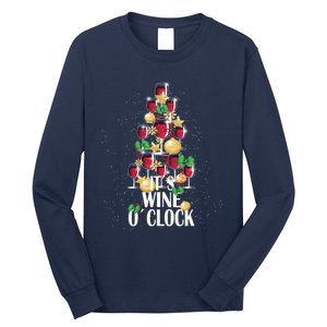 Its Wine O Clock Christmas Tree Long Sleeve Shirt