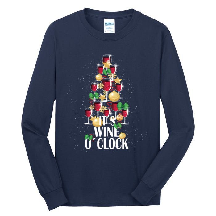 Its Wine O Clock Christmas Tree Tall Long Sleeve T-Shirt