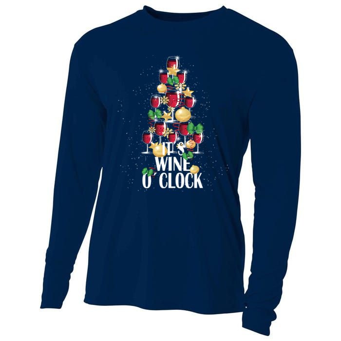 Its Wine O Clock Christmas Tree Cooling Performance Long Sleeve Crew