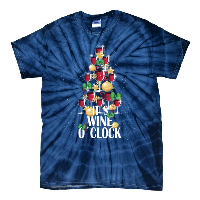 Its Wine O Clock Christmas Tree Tie-Dye T-Shirt