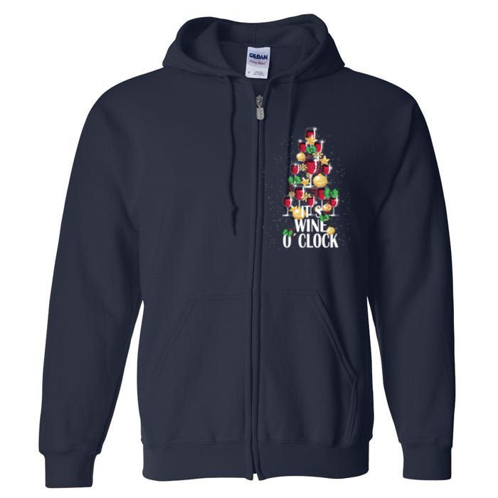 Its Wine O Clock Christmas Tree Full Zip Hoodie