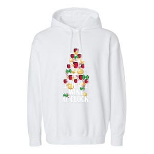 Its Wine O Clock Christmas Tree Garment-Dyed Fleece Hoodie