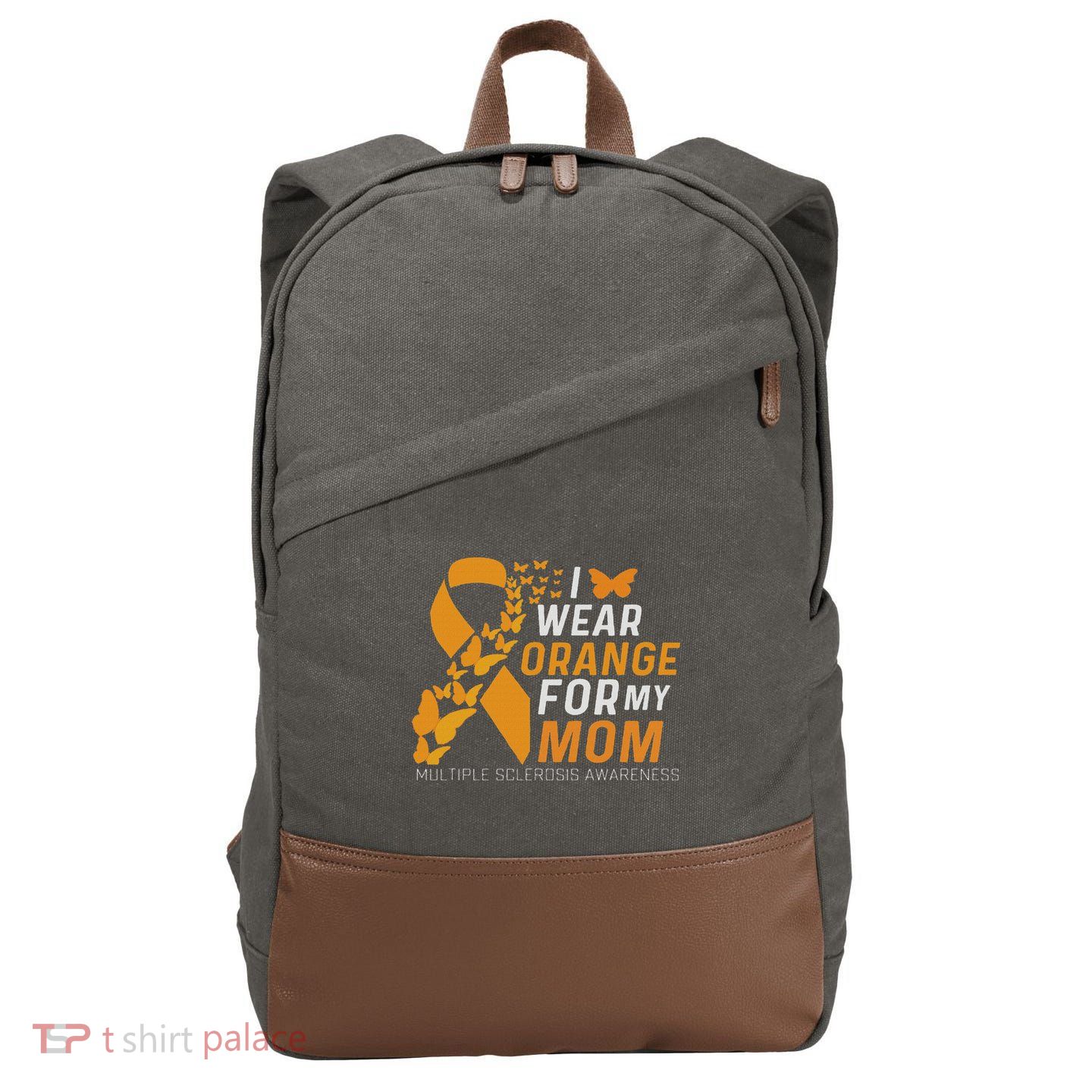 I Wear Orange For My Moms Ms Multiple Sclerosis Awareness Cotton Canvas Backpack