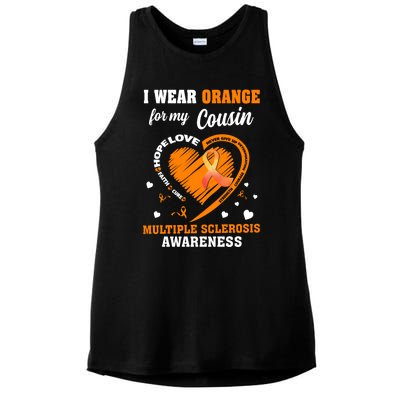 I Wear Orange For My Cousin Multiple Sclerosis Ms Cute Gift Ladies PosiCharge Tri-Blend Wicking Tank