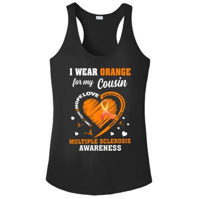 I Wear Orange For My Cousin Multiple Sclerosis Ms Cute Gift Ladies PosiCharge Competitor Racerback Tank