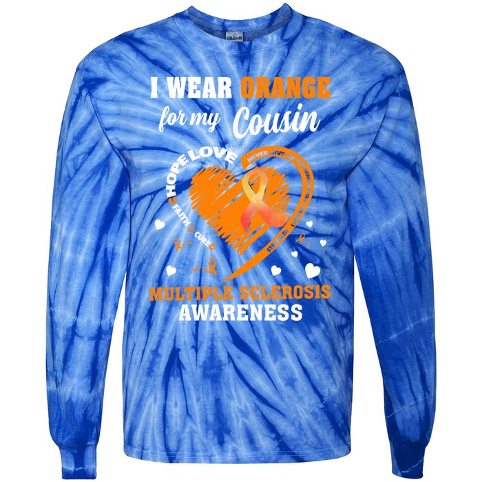 I Wear Orange For My Cousin Multiple Sclerosis Ms Cute Gift Tie-Dye Long Sleeve Shirt