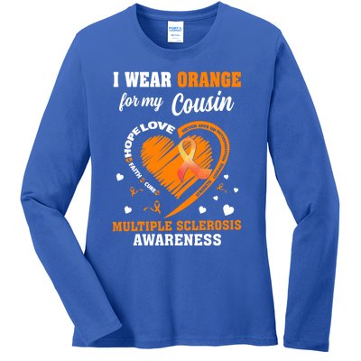 I Wear Orange For My Cousin Multiple Sclerosis Ms Cute Gift Ladies Long Sleeve Shirt