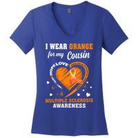 I Wear Orange For My Cousin Multiple Sclerosis Ms Cute Gift Women's V-Neck T-Shirt