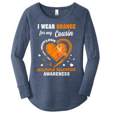 I Wear Orange For My Cousin Multiple Sclerosis Ms Cute Gift Women's Perfect Tri Tunic Long Sleeve Shirt