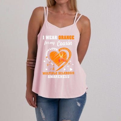 I Wear Orange For My Cousin Multiple Sclerosis Ms Cute Gift Women's Strappy Tank