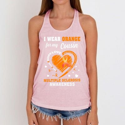 I Wear Orange For My Cousin Multiple Sclerosis Ms Cute Gift Women's Knotted Racerback Tank