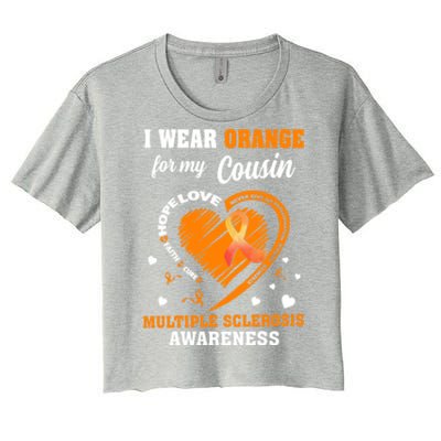 I Wear Orange For My Cousin Multiple Sclerosis Ms Cute Gift Women's Crop Top Tee