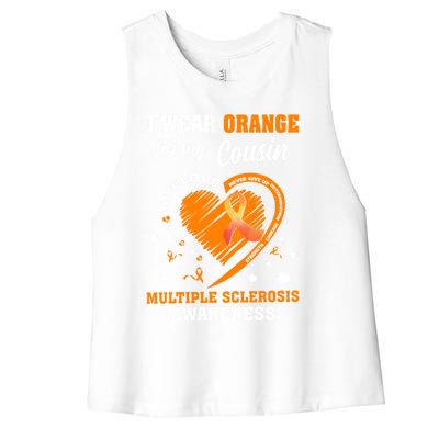 I Wear Orange For My Cousin Multiple Sclerosis Ms Cute Gift Women's Racerback Cropped Tank