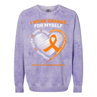 I Wear Orange Mys Multiple Sclerosis Awareness Ms Warrior Gift Colorblast Crewneck Sweatshirt