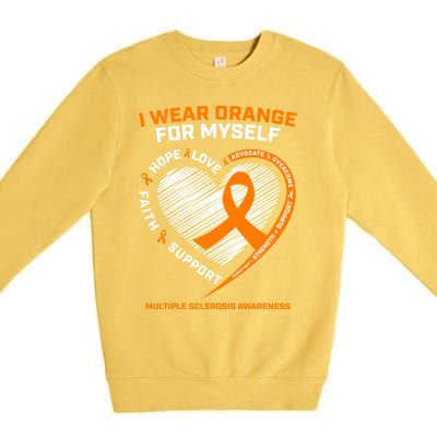 I Wear Orange Mys Multiple Sclerosis Awareness Ms Warrior Gift Premium Crewneck Sweatshirt