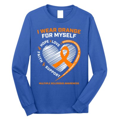 I Wear Orange Mys Multiple Sclerosis Awareness Ms Warrior Gift Long Sleeve Shirt