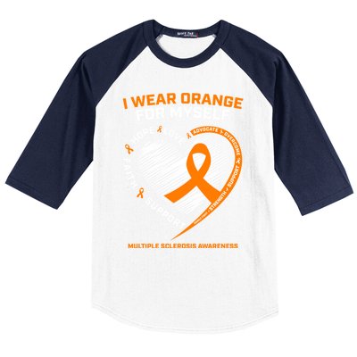 I Wear Orange Mys Multiple Sclerosis Awareness Ms Warrior Gift Baseball Sleeve Shirt