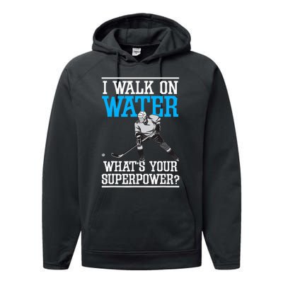 I Walk On Water Ice Hockey Player Skating Performance Fleece Hoodie