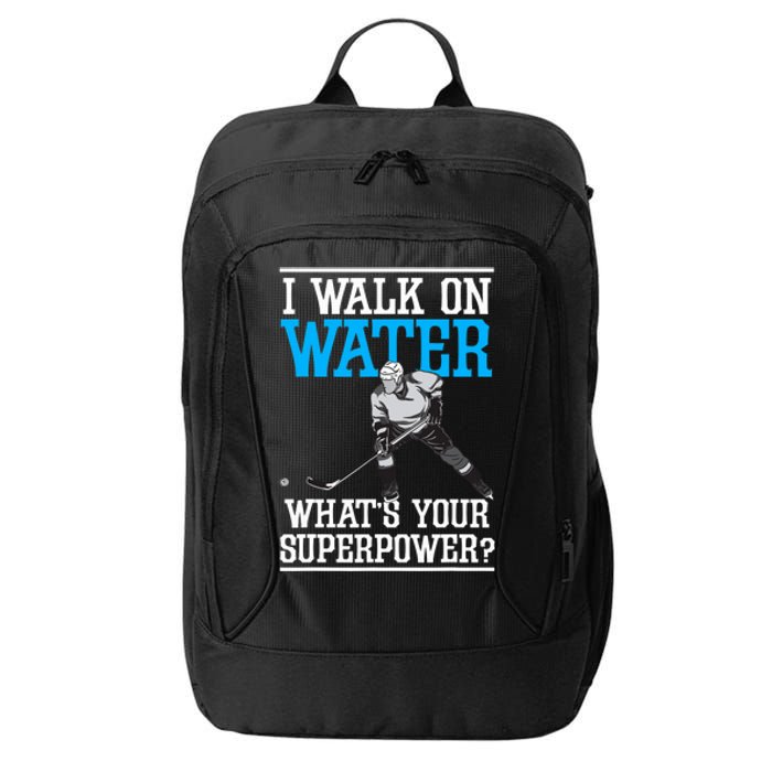 I Walk On Water Ice Hockey Player Skating City Backpack