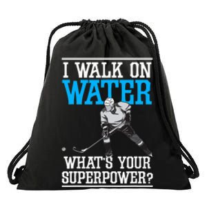 I Walk On Water Ice Hockey Player Skating Drawstring Bag