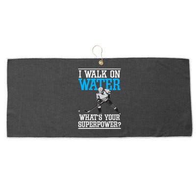 I Walk On Water Ice Hockey Player Skating Large Microfiber Waffle Golf Towel