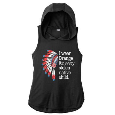 I Wear Orange For Every American Native Child Ladies PosiCharge Tri-Blend Wicking Draft Hoodie Tank