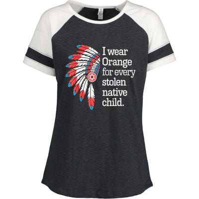 I Wear Orange For Every American Native Child Enza Ladies Jersey Colorblock Tee