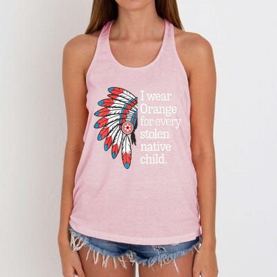 I Wear Orange For Every American Native Child Women's Knotted Racerback Tank