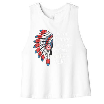 I Wear Orange For Every American Native Child Women's Racerback Cropped Tank