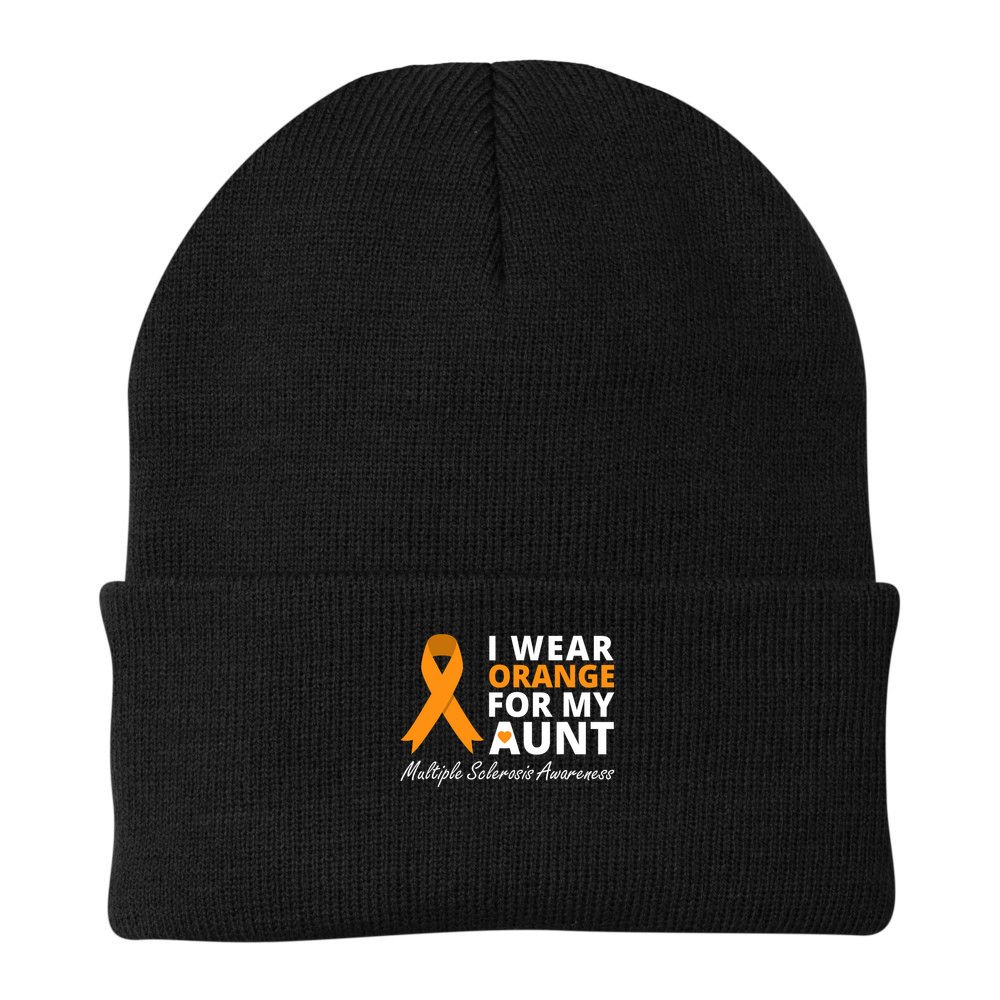 I Wear Orange For My Aunt Ms Awareness Ribbon Beanie