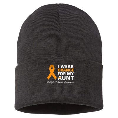 I Wear Orange For My Aunt Ms Awareness Ribbon Sustainable Knit Beanie