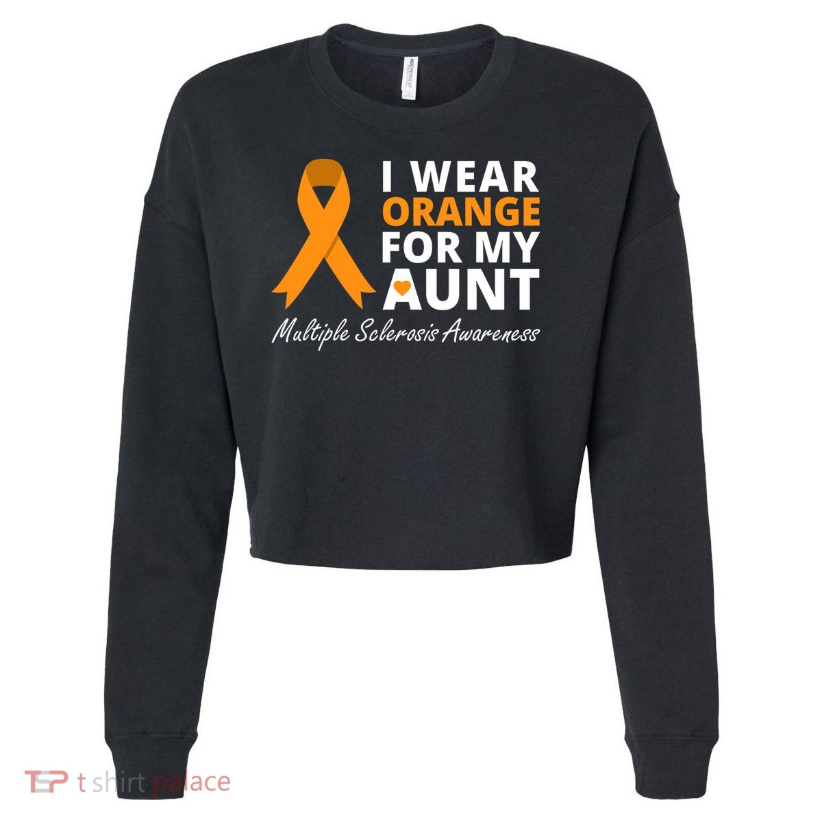 I Wear Orange For My Aunt Ms Awareness Ribbon Cropped Pullover Crew