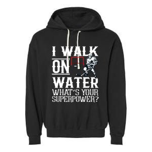 I Walk On Water Ice Hockey Tee Men Women Garment-Dyed Fleece Hoodie