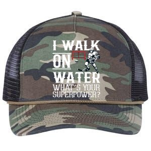 I Walk On Water Ice Hockey Tee Men Women Retro Rope Trucker Hat Cap