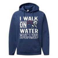 I Walk On Water Ice Hockey Tee Men Women Performance Fleece Hoodie