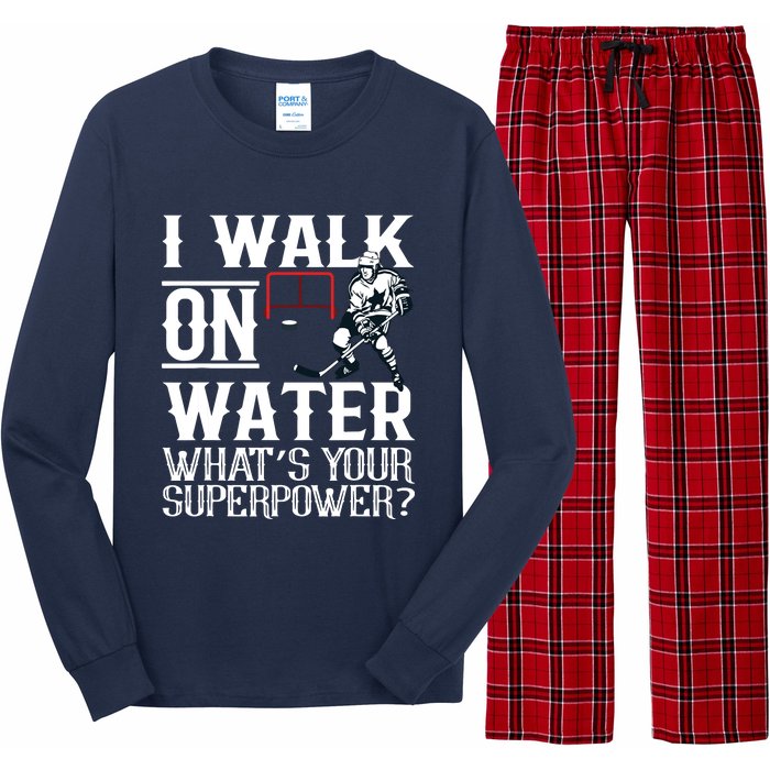 I Walk On Water Ice Hockey Tee Men Women Long Sleeve Pajama Set