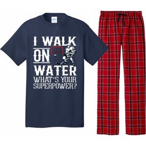 I Walk On Water Ice Hockey Tee Men Women Pajama Set