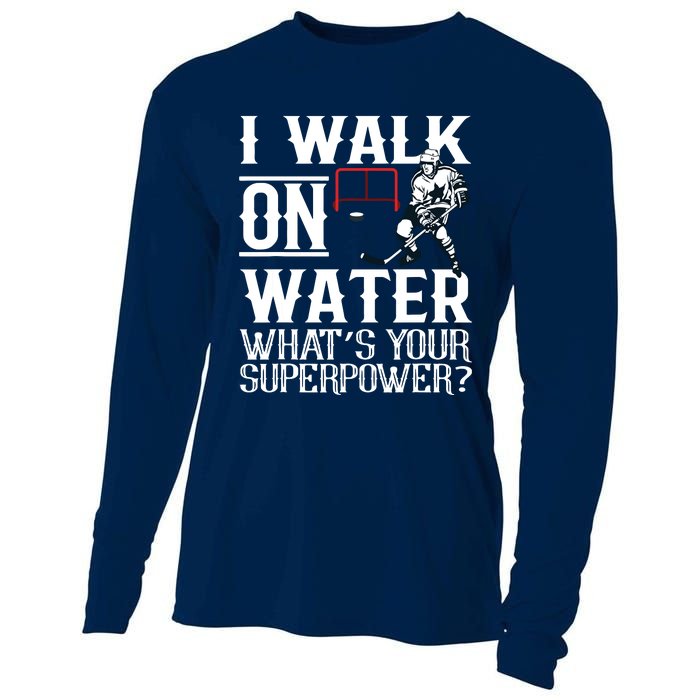 I Walk On Water Ice Hockey Tee Men Women Cooling Performance Long Sleeve Crew